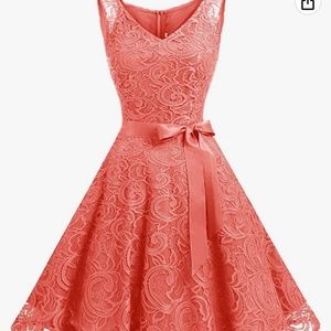 Coral Lace retro dress
